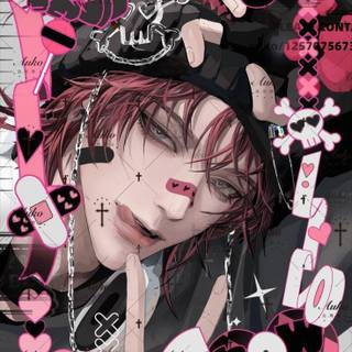 Anime boy pink wallpaper
