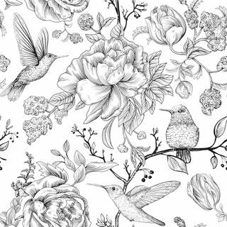 Black and white flower wallpaper