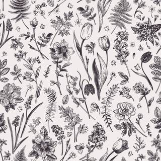 Black and white flower wallpaper