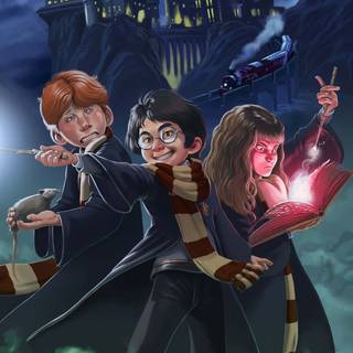 Harry, Hermione and Ron wallpaper