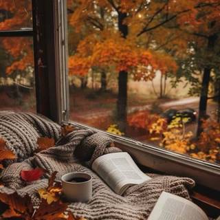 Books autumn trees wallpaper