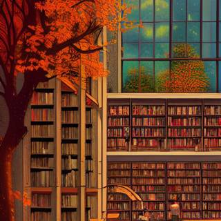 Books autumn trees wallpaper