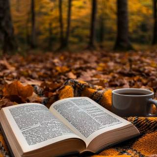 Books autumn trees wallpaper