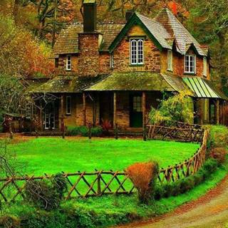 Autumn home landscape wallpaper