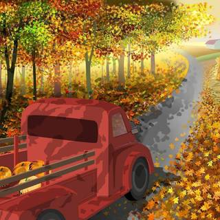 Cartoon autumn desktop wallpaper