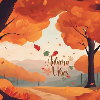Cartoon autumn desktop wallpaper