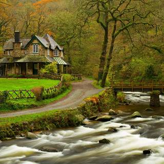 Autumn home landscape wallpaper