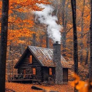 Autumn home landscape wallpaper