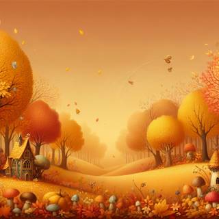 Cartoon autumn desktop wallpaper