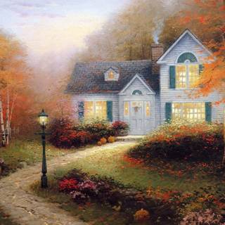 Autumn home landscape wallpaper