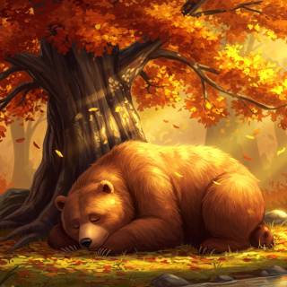 Cartoon autumn desktop wallpaper