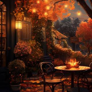 Autumn home landscape wallpaper