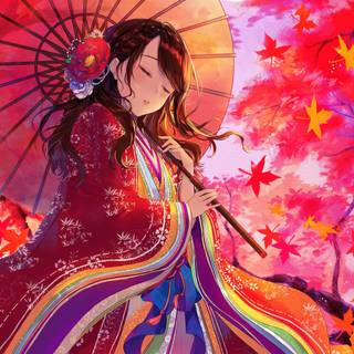 Autumn girl PC wallpaper