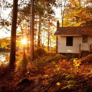 Autumn home landscape wallpaper