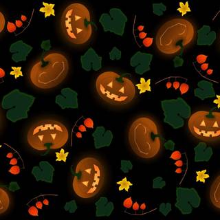 Halloween pumpkin flowers wallpaper