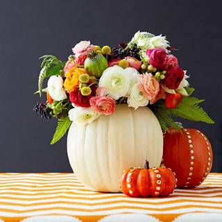 Halloween pumpkin flowers wallpaper