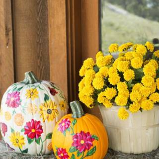 Halloween pumpkin flowers wallpaper