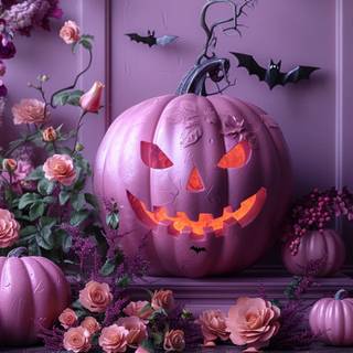 Halloween pumpkin flowers wallpaper