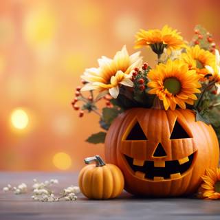 Halloween pumpkin flowers wallpaper