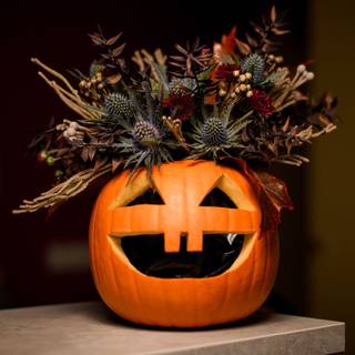 Halloween pumpkin flowers wallpaper