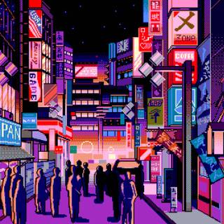 Pixel neon wallpaper