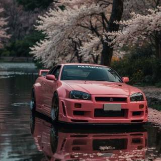 Cherry blossom cars wallpaper