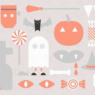 Cute preppy Halloween laptop wallpaper