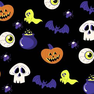 Cute preppy Halloween laptop wallpaper