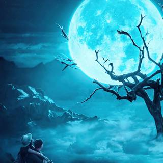 Blue galaxy moonlight wallpaper