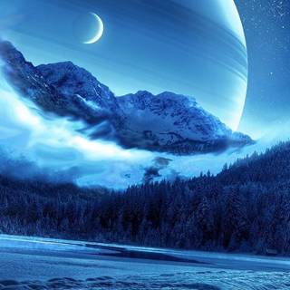 Blue galaxy moonlight wallpaper