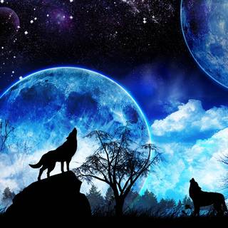 Blue galaxy moonlight wallpaper