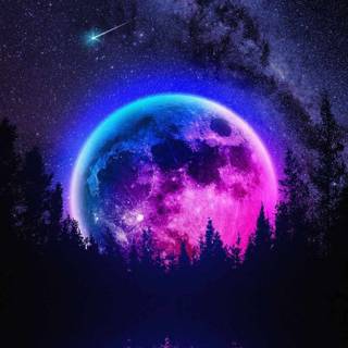 Blue galaxy moonlight wallpaper