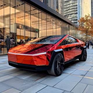 Red Cyber Truck wallpaper