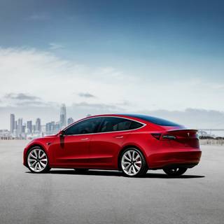 Red Tesla PC wallpaper