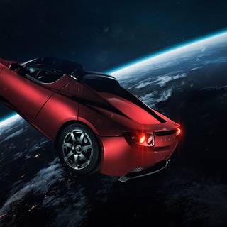 Red Tesla PC wallpaper