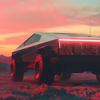 Red Cyber Truck wallpaper
