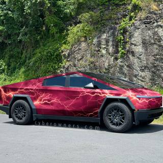 Red Cyber Truck wallpaper