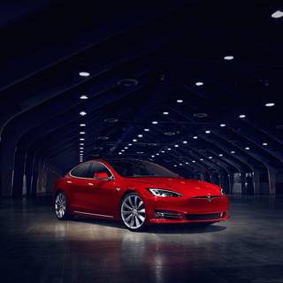 Red Tesla PC wallpaper
