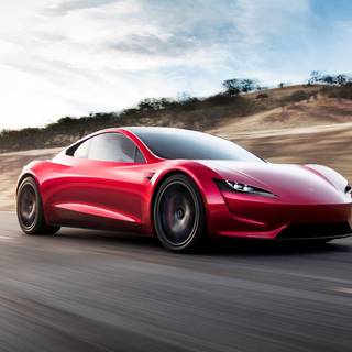 Red Tesla PC wallpaper