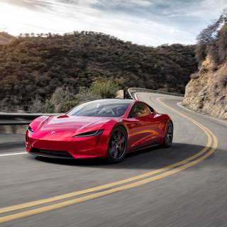 Red Tesla PC wallpaper