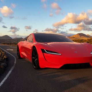 Red Tesla PC wallpaper