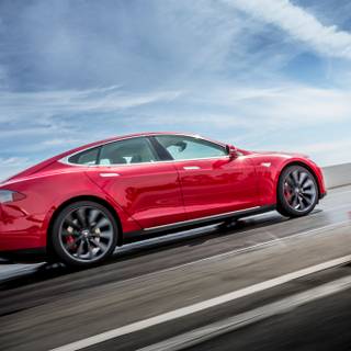 Red Tesla PC wallpaper