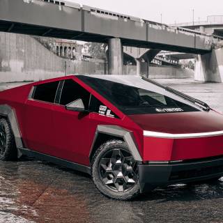 Red Cyber Truck wallpaper