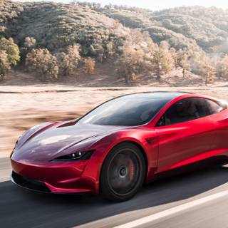 Red Tesla PC wallpaper