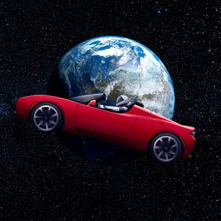 Red Tesla PC wallpaper