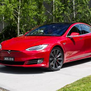 Red Tesla PC wallpaper