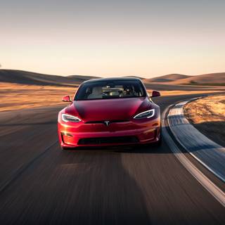 Red Tesla PC wallpaper