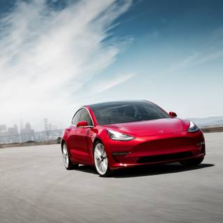 Red Tesla PC wallpaper