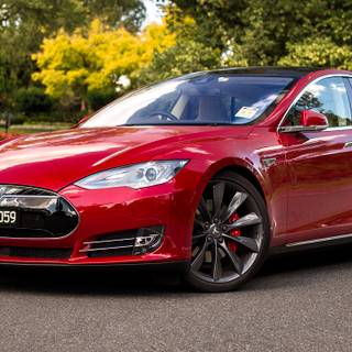 Red Tesla PC wallpaper