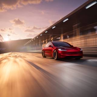 Red Tesla PC wallpaper